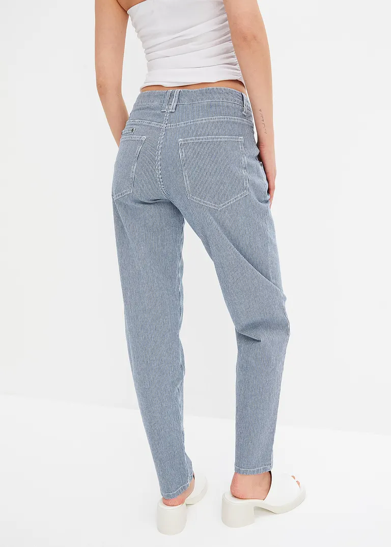 Bonprix Lässige Barrel-Jeans Mit Sommerlichem Streifen-Design - Blau