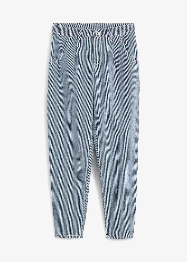 bonprix Lässige Barrel-Jeans mit sommerlichem Streifen-Design - blau