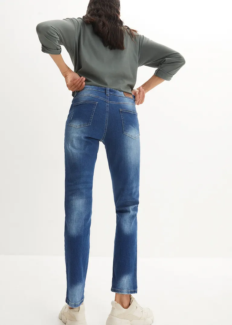 Bonprix Lässige Basic-Jeans Im Used-Look - Blau Regular