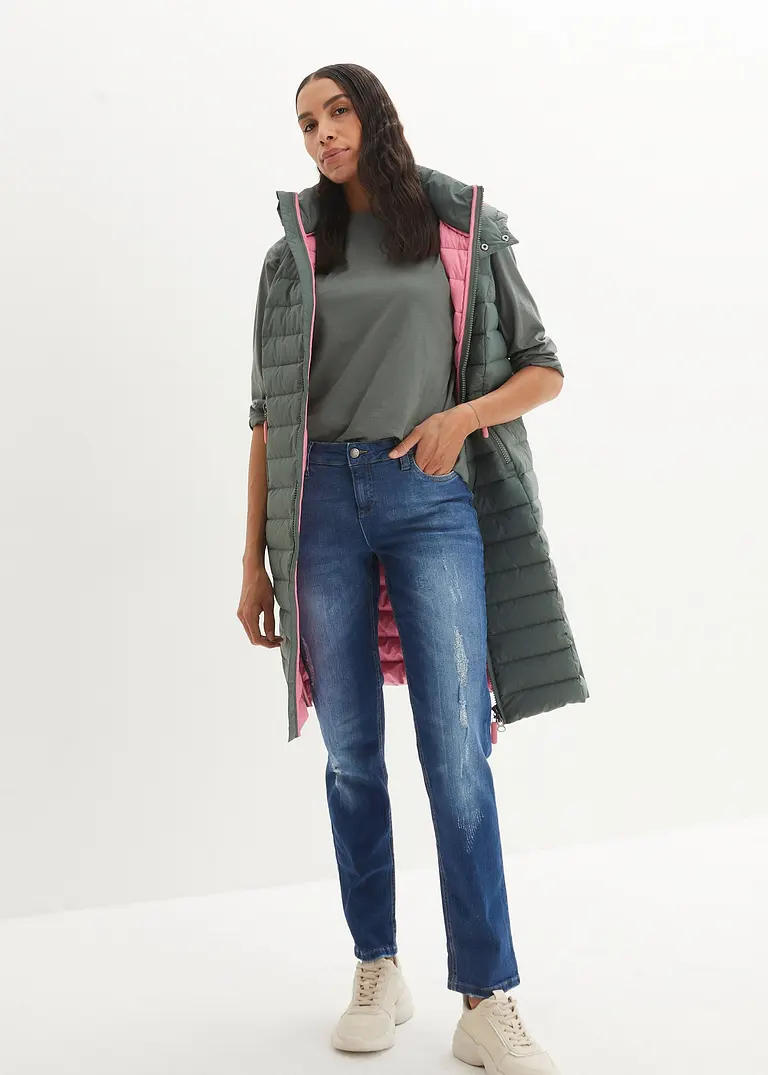 Bonprix Lässige Basic-Jeans Im Used-Look - Blau Regular