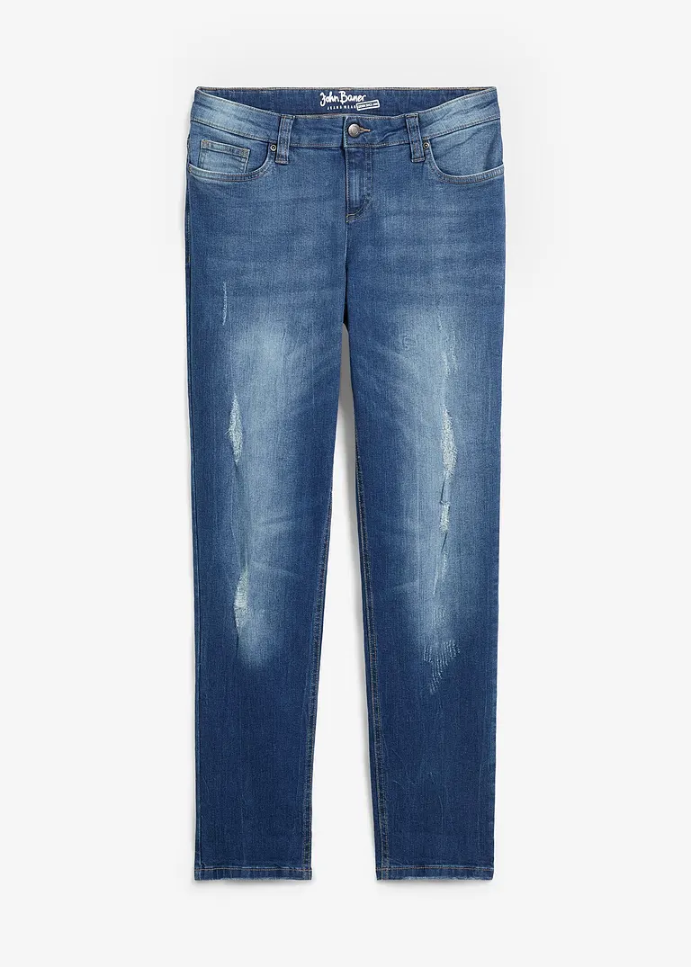 bonprix Lässige Basic-Jeans im Used-Look - blau regular