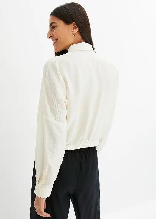 Bonprix Lässige Bluse Aus Strukturierter Zertifizierter Viskose Mit Modischem Wickeldetail Vorn