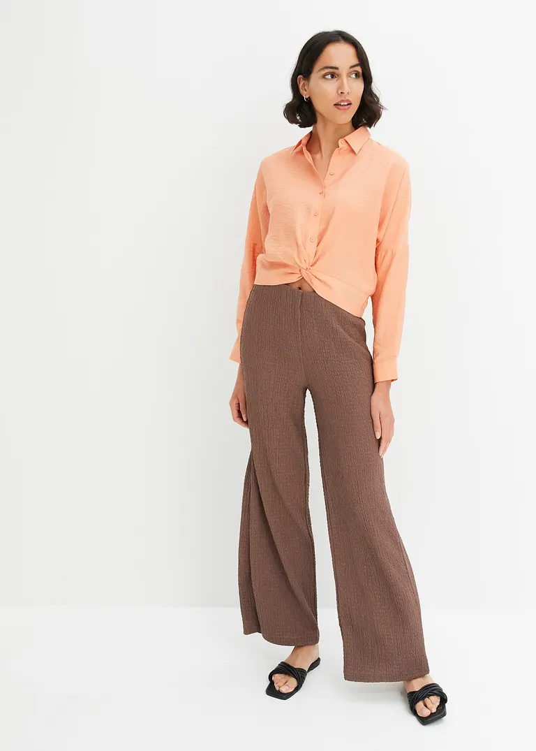 Bonprix Lässige Bluse Aus Strukturierter Zertifizierter Viskose Mit Modischem Wickeldetail Vorn