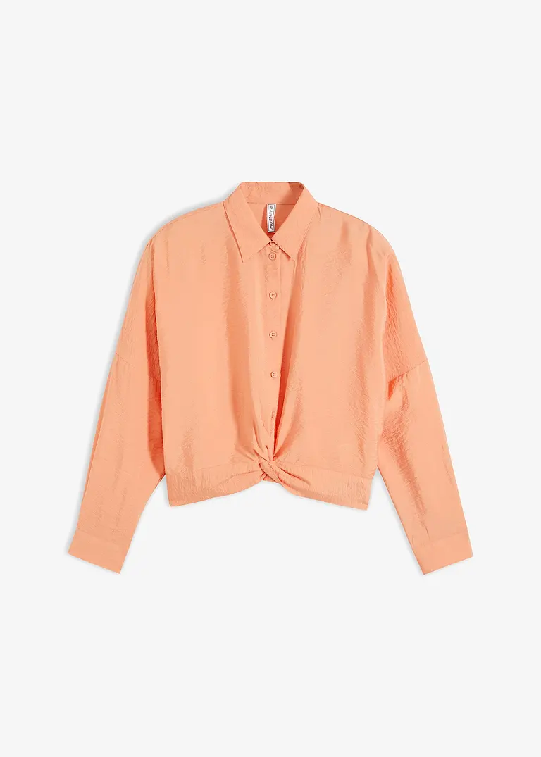 bonprix Lässige Bluse aus strukturierter zertifizierter Viskose mit modischem Wickeldetail vorn