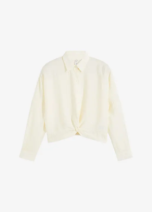 bonprix Lässige Bluse aus strukturierter zertifizierter Viskose mit modischem Wickeldetail vorn