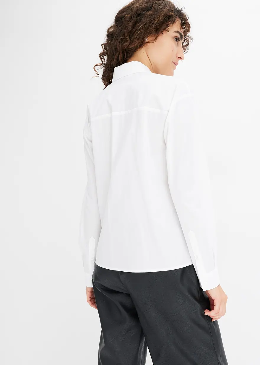 Bonprix Lässige Bluse Mit Aufgesetzten Taschen Und Nieten - Weiß - Damen