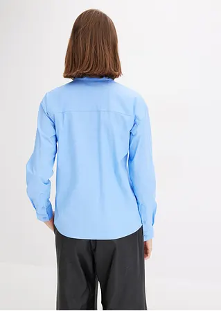 Bonprix Lässige Bluse Mit Aufgesetzten Taschen Und Nieten - Blau - Damen