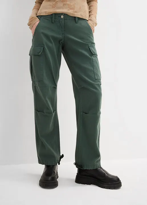 Bonprix Lässige Cargohose Im Relaxed Fit Mit Tunnelzug Am Saum - Grün