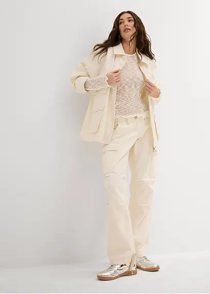 Bonprix Lässige Cargohose Im Relaxed Fit Mit Tunnelzug Am Saum - Beige