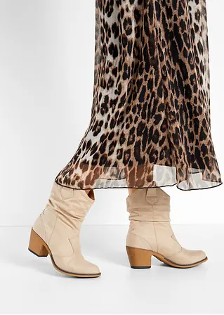 Bonprix Lässige Cowboy Stiefelette Mit Raffung - Beige - Damen