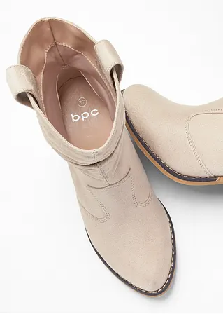 Bonprix Lässige Cowboy Stiefelette Mit Raffung - Beige - Damen