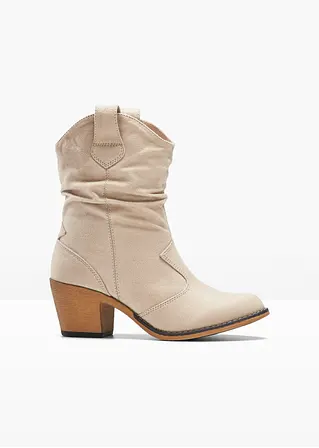 bonprix Lässige Cowboy Stiefelette mit Raffung - beige - Damen