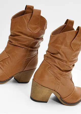 Bonprix Lässige Cowboy Stiefelette Mit Raffung - Braun - Damen