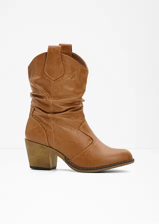 bonprix Lässige Cowboy Stiefelette mit Raffung - braun - Damen