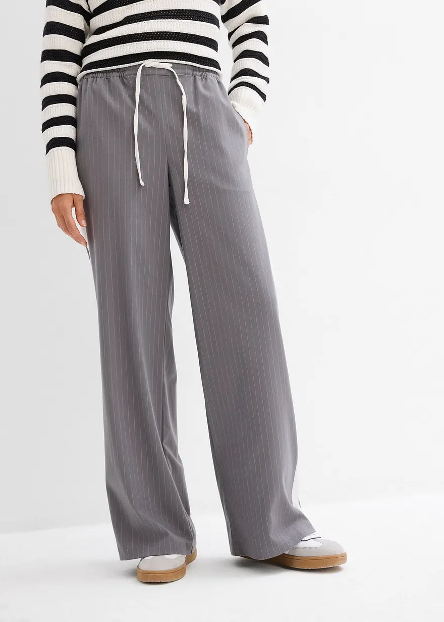 Bonprix Lässige Hose Mit Seitlichen Taschen Und Kontraststreifen - Grau