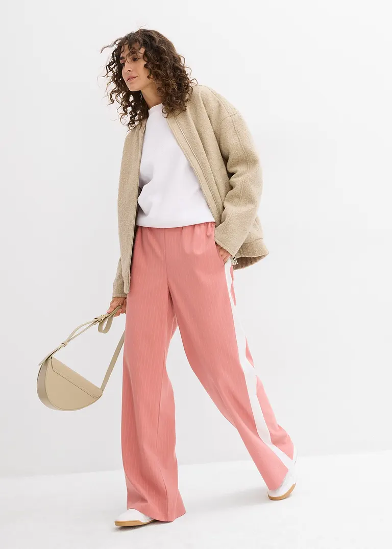 Bonprix Lässige Hose Mit Seitlichen Taschen Und Kontraststreifen - Rosa