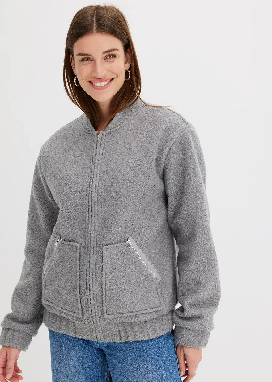Bonprix Lässige Jacke Mit Reißverschlussdetails - Grau - Damen