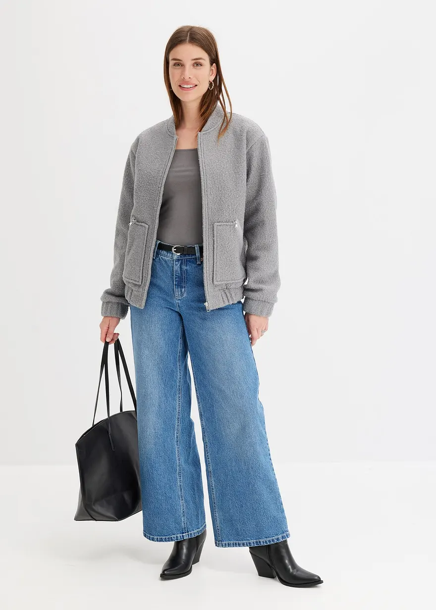 Bonprix Lässige Jacke Mit Reißverschlussdetails - Grau - Damen