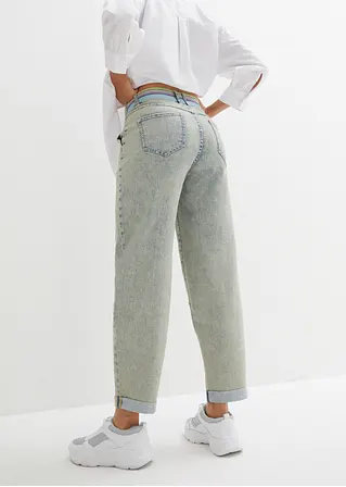 Bonprix Lässige Jeans Mit Weitem Bein Und Komfortablen Gummi Am Hinteren Bund Mit Neonfarben