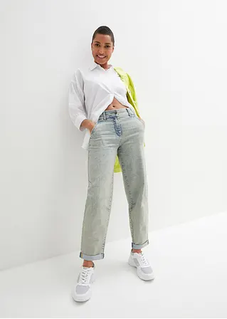 Bonprix Lässige Jeans Mit Weitem Bein Und Komfortablen Gummi Am Hinteren Bund Mit Neonfarben