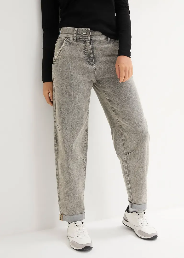Bonprix Lässige Jeans Mit Weitem Bein Und Komfortablen Gummi Am Hinteren Bund Mit Neonfarben