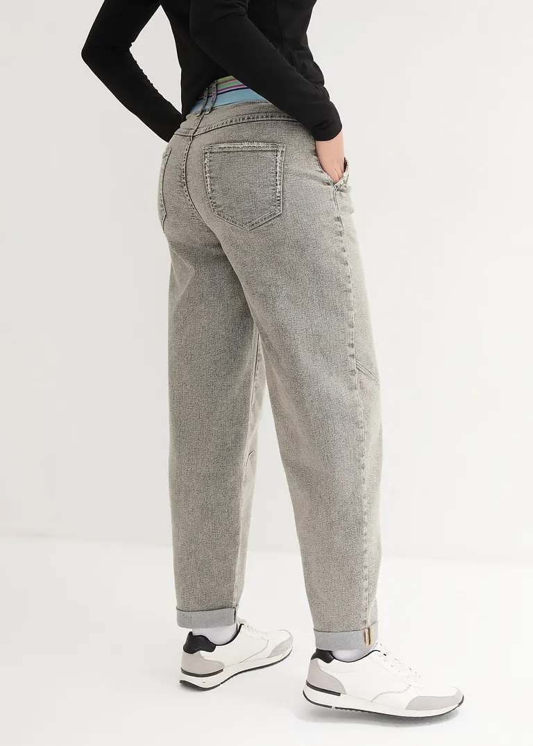 Bonprix Lässige Jeans Mit Weitem Bein Und Komfortablen Gummi Am Hinteren Bund Mit Neonfarben