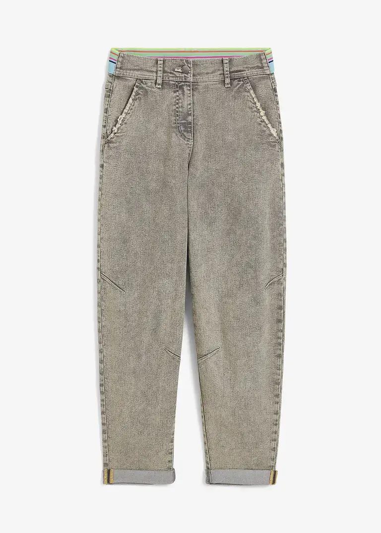bonprix lässige Jeans mit weitem Bein und komfortablen Gummi am hinteren Bund mit Neonfarben