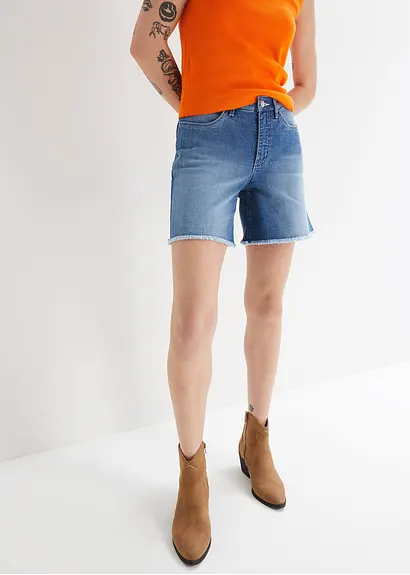 Bonprix Lässige Jeans-Shorts Mit Stretch - Blau Regular
