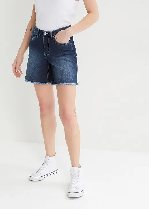 Bonprix Lässige Jeans-Shorts Mit Stretch - Blau Regular