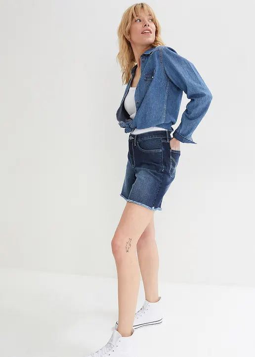 Bonprix Lässige Jeans-Shorts Mit Stretch - Blau Regular