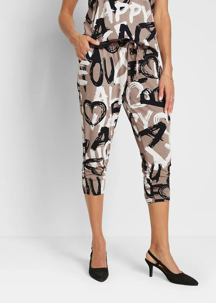 Bonprix Lässige Jersey-Hose Mit Modernem Druck - Braun - Damen