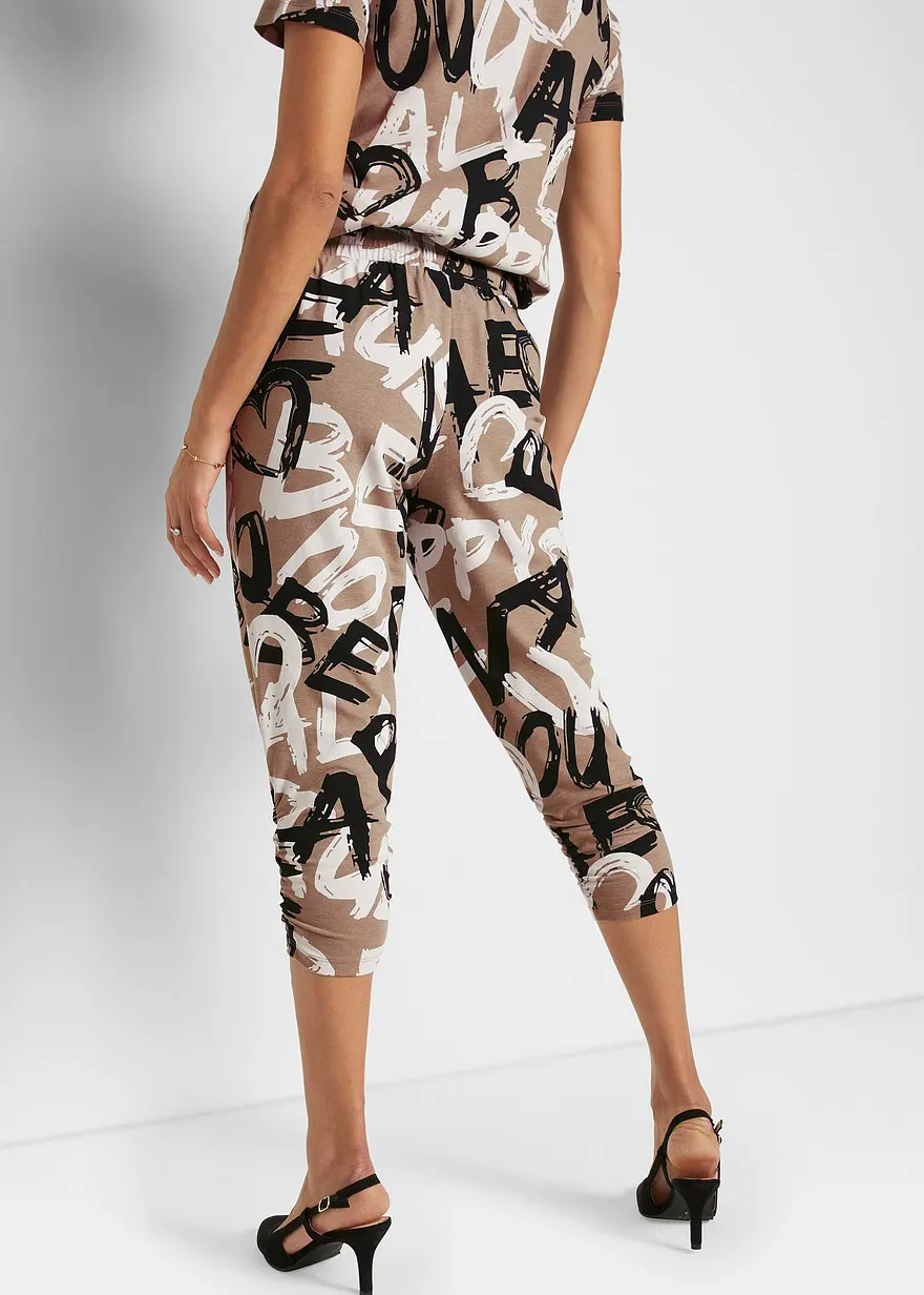 Bonprix Lässige Jersey-Hose Mit Modernem Druck - Braun - Damen