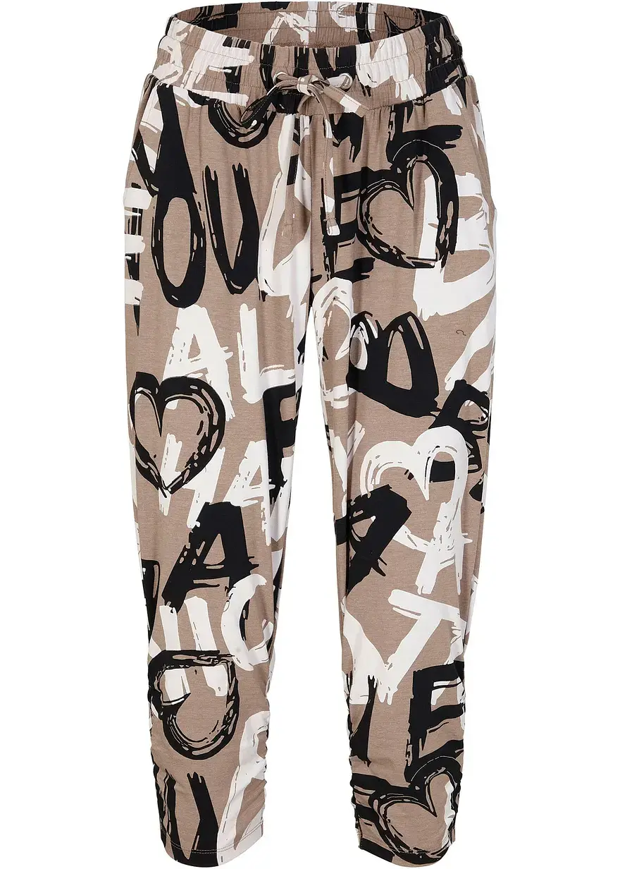 bonprix Lässige Jersey-Hose mit modernem Druck - braun - Damen