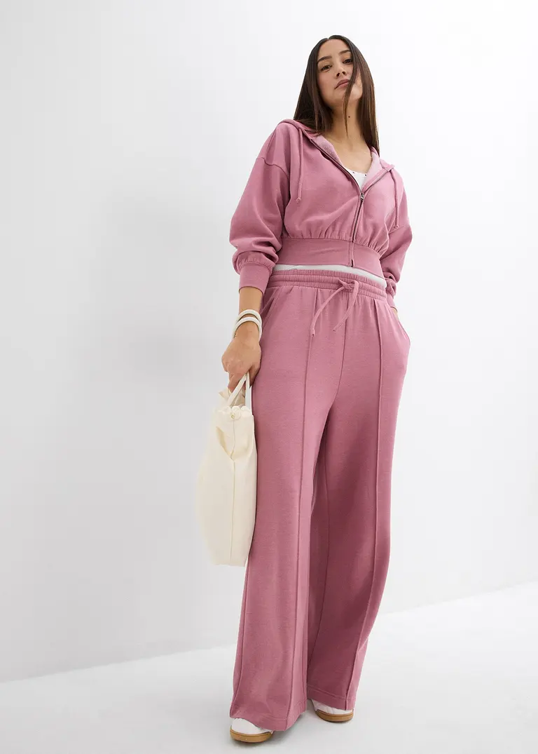 Bonprix Lässige Jogginghose Mit Seitlichen Taschen Und Weitem Bein - Rosa