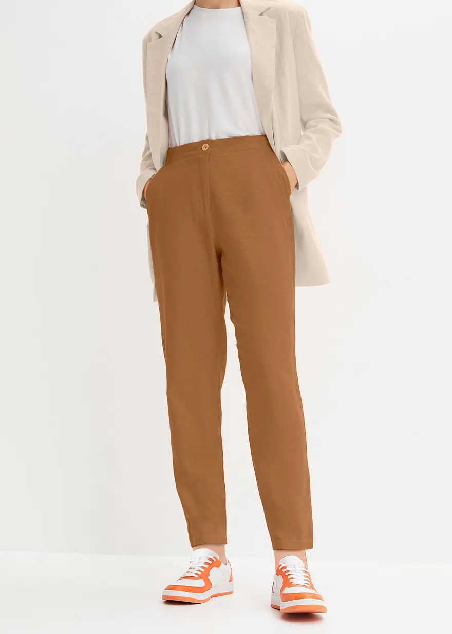 Bonprix Lässige Leinenhose Mit Elastischem Bund Und Verkürztem Bein