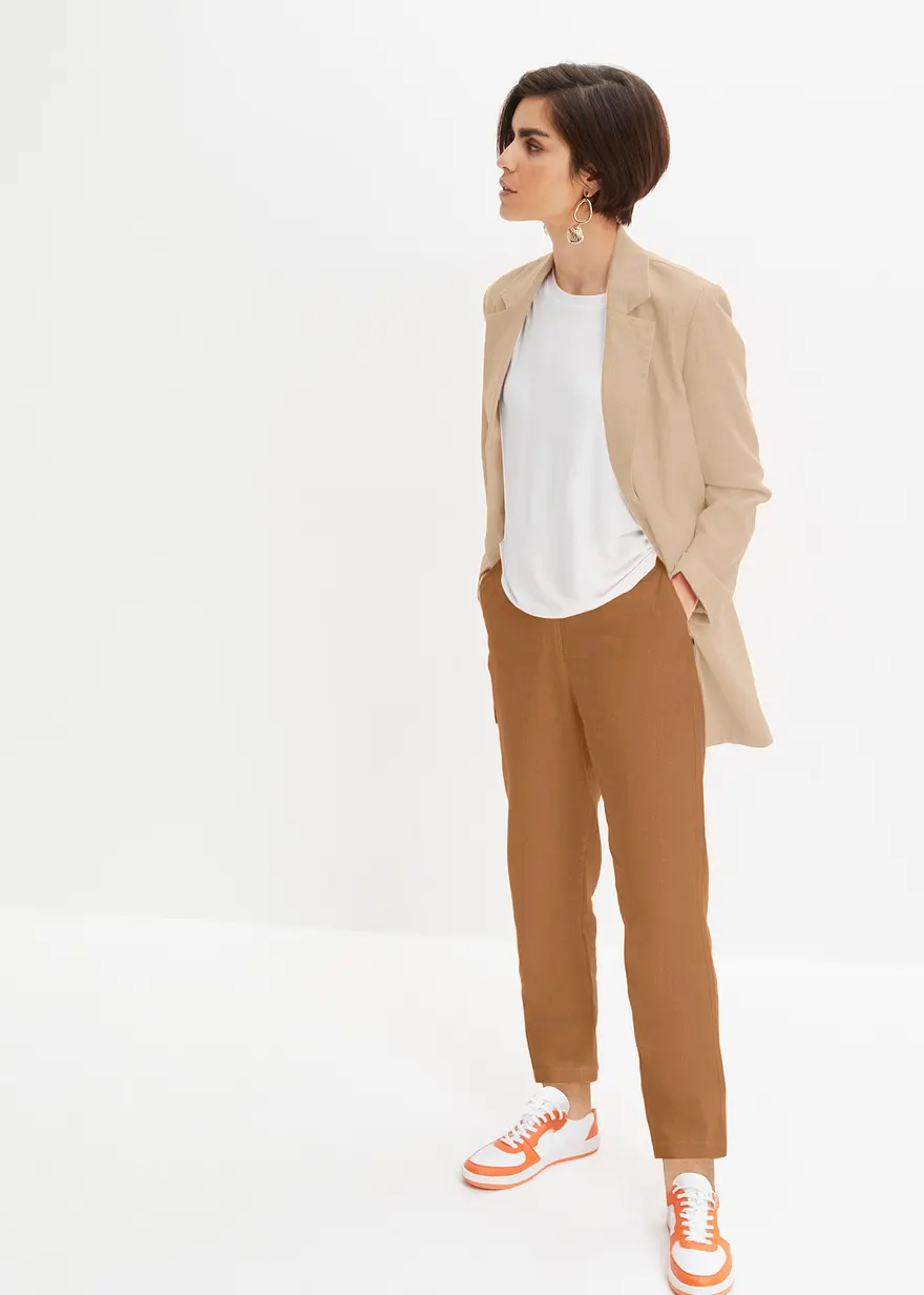 Bonprix Lässige Leinenhose Mit Elastischem Bund Und Verkürztem Bein