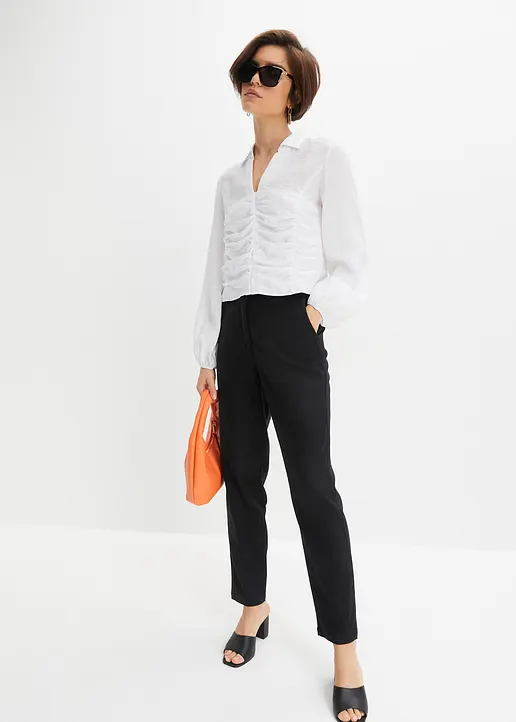 Bonprix Lässige Leinenhose Mit Elastischem Bund Und Verkürztem Bein