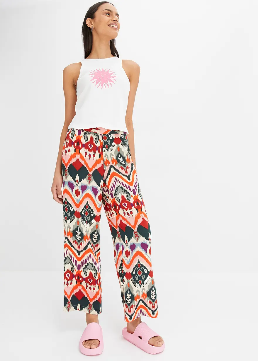 Bonprix Lässige Moderne Palazzo-Hose Mit Druck - Orange