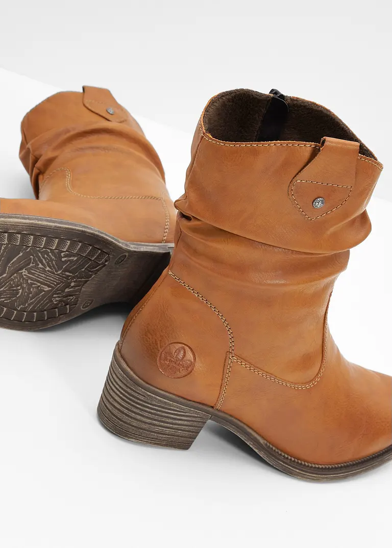 Bonprix Lässige Rieker Cowboy Stiefelette Mit Raffung - Braun