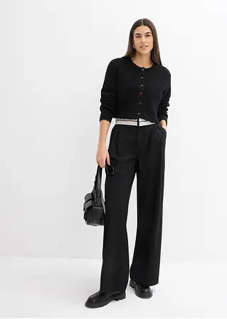 Bonprix Lässige Strickjacke Mit Knopfleiste Kurz Geschnitten - Schwarz