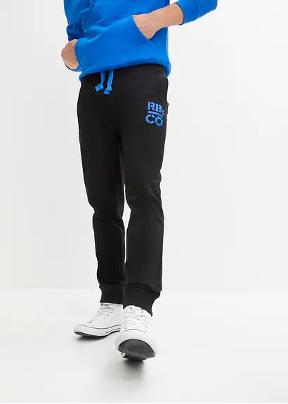 Bonprix Lässige Sweathose Mit Modischem Print - Schwarz