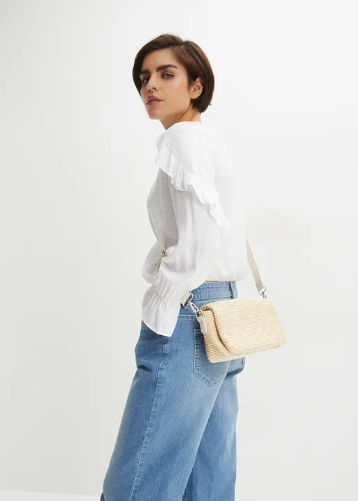 Bonprix Lässige Umhängetasche In Strohoptik - Beige - Damen