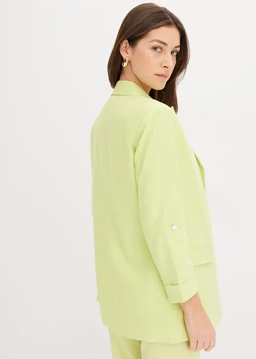 Bonprix Lässiger Blazer Mit 7/8 Ärmeln Ohne Verschluss - Grün