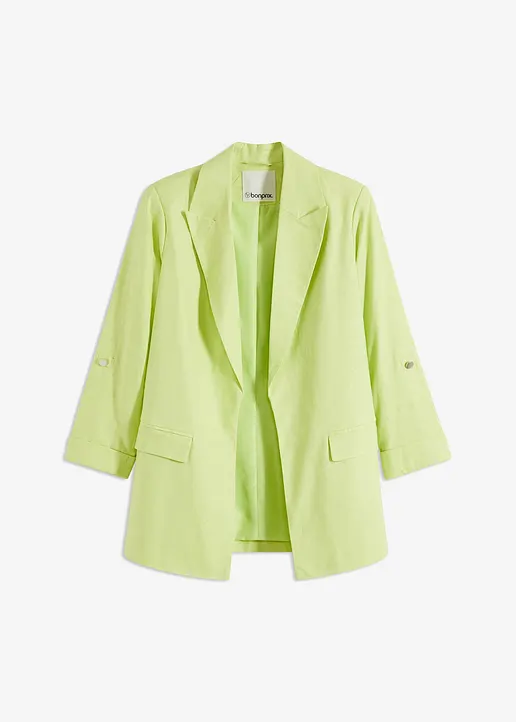 bonprix Lässiger Blazer mit 7/8 Ärmeln ohne Verschluss - grün