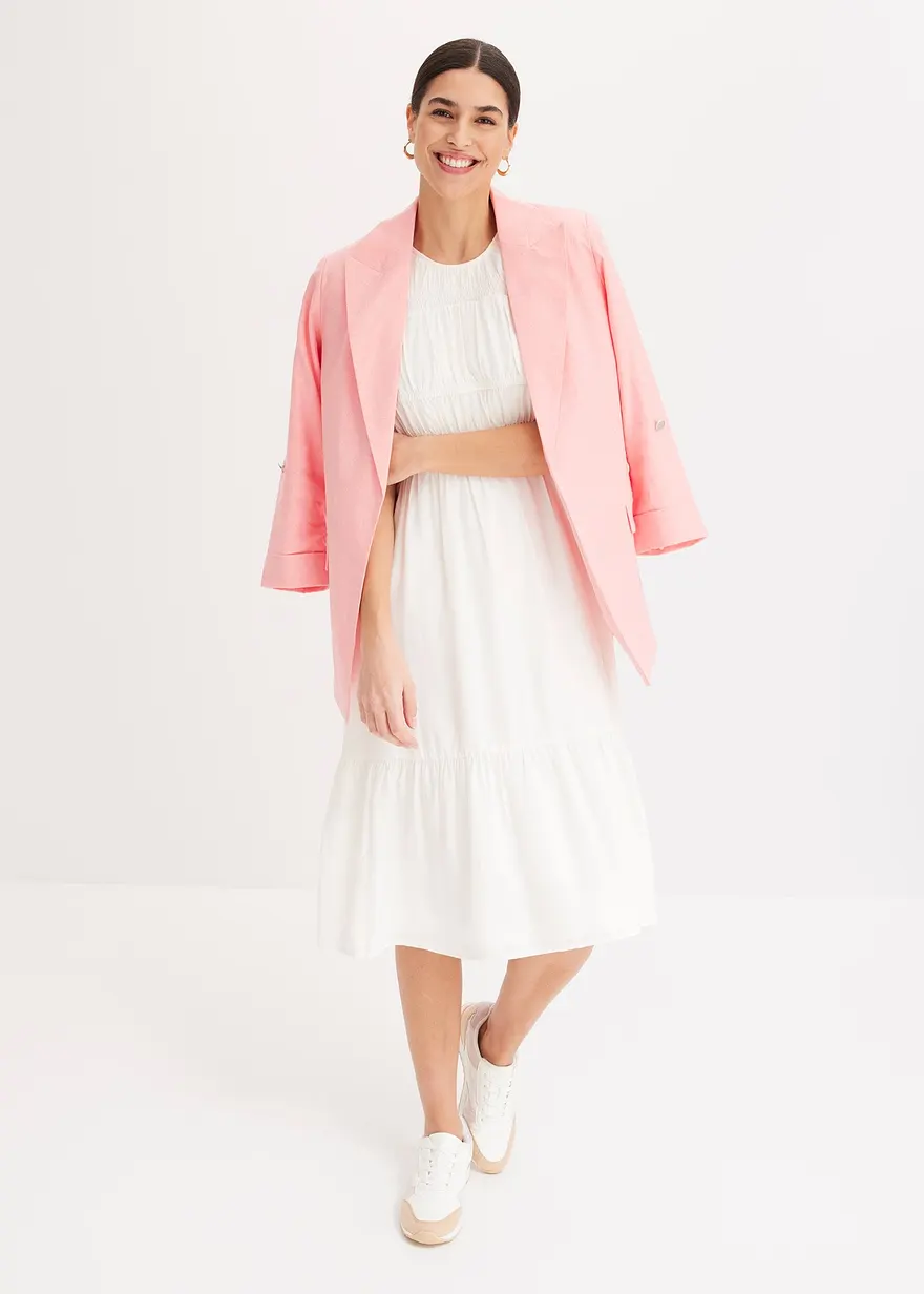 Bonprix Lässiger Blazer Mit 7/8 Ärmeln Ohne Verschluss - Rosa