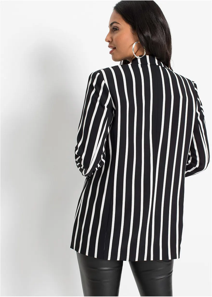 Bonprix Lässiger Blazer Mit Modischem Print - Schwarz - Damen