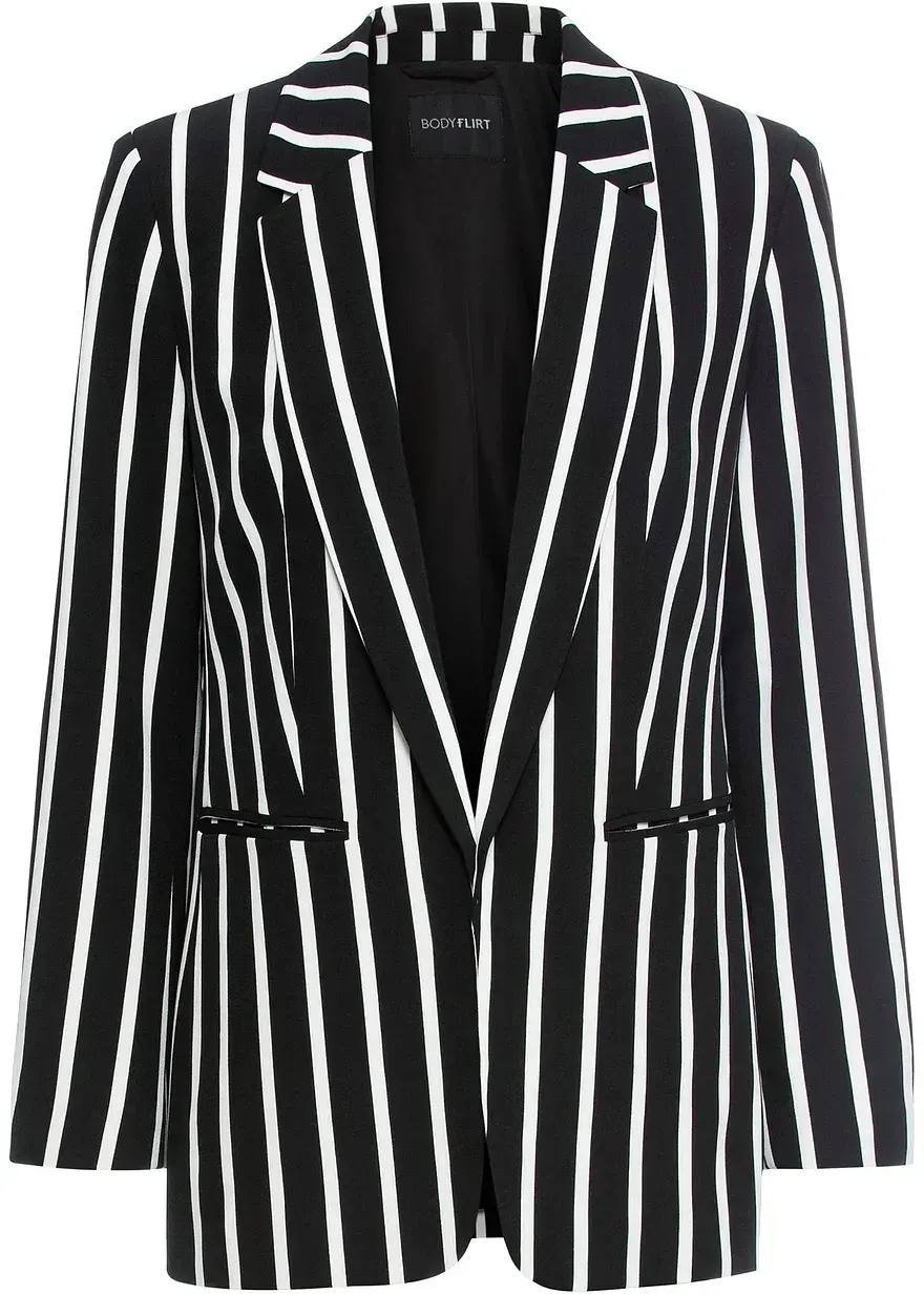 bonprix Lässiger Blazer mit modischem Print - schwarz - Damen