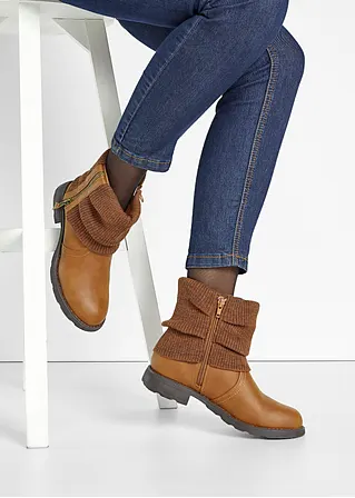 Bonprix Lässiger Boot Mit Strickdetails - Braun - Damen