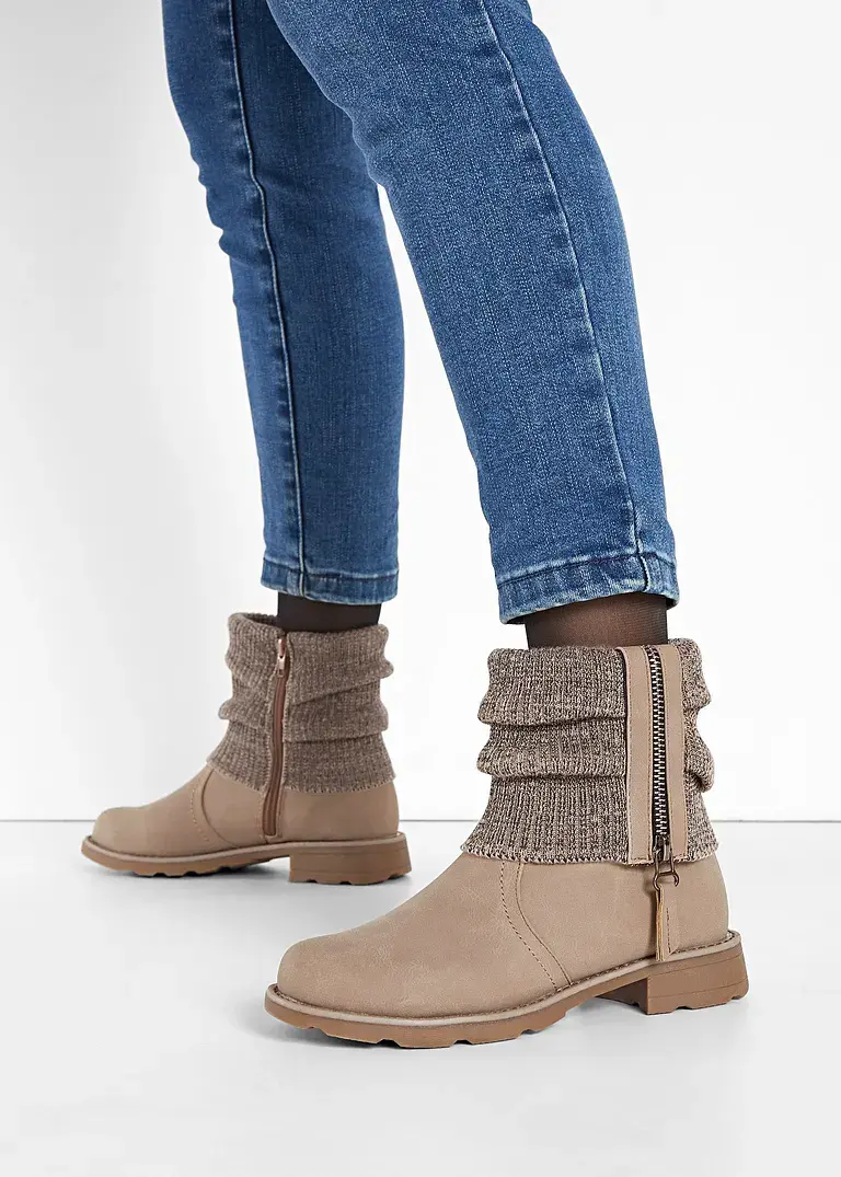 Bonprix Lässiger Boot Mit Strickdetails - Braun - Damen