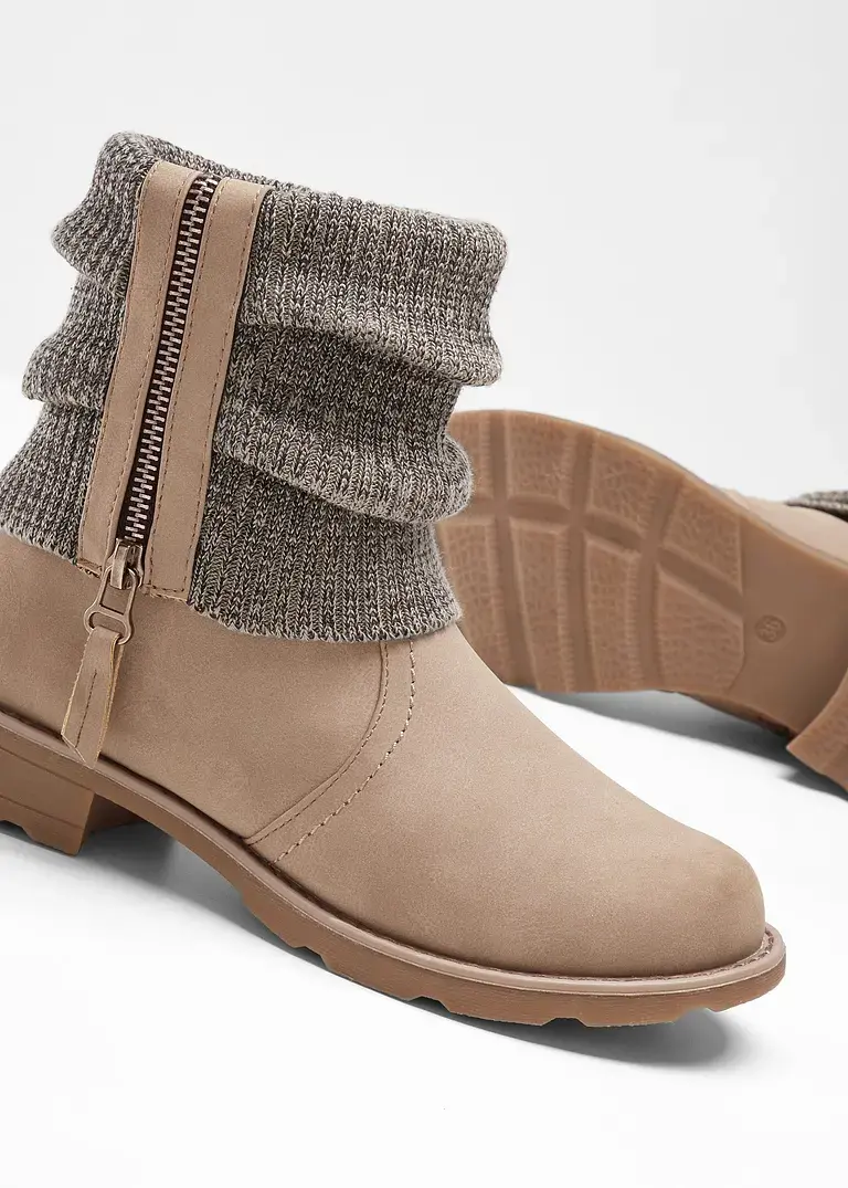 Bonprix Lässiger Boot Mit Strickdetails - Braun - Damen